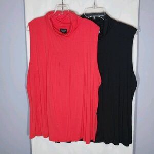 George Sleeveless Turtleneck Tops Plus Sz 4X Pleated Stretch Casual Normcore